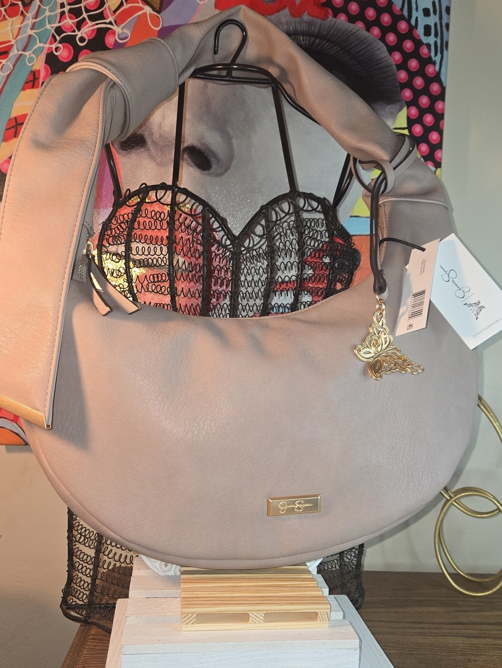 Jessica Simpson Blush Taupe Hobo Shoulder Bag